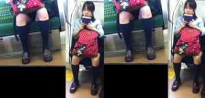 通学電車はムネアツ！JK風対面パンツ