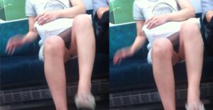 油断厳禁！座ってるときは態勢かえると見えるんだよ！凝視！